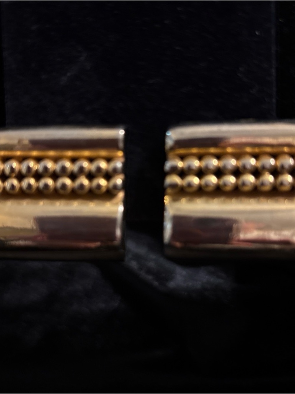 Signed Chunky Gold Tone Beaded Clip-on Earrings by Jay Feinberg (Strongwater)
